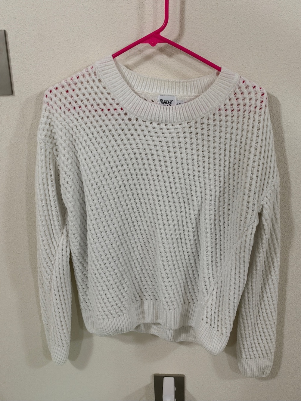 Princess Polly White Open-Weave Crew Neck Sweater